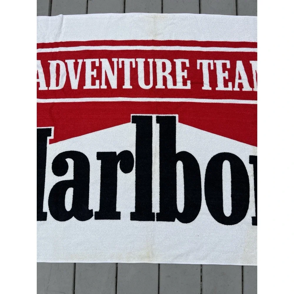 Marlboro Adventure Team‎ Beach Towel 56x35 OSFA Vintage 90s Summer Terry Cloth
